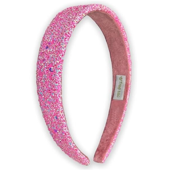 Girl glitter headband pink iridescent non slip kids hair accessory cute fit girl - Picture 1 of 7